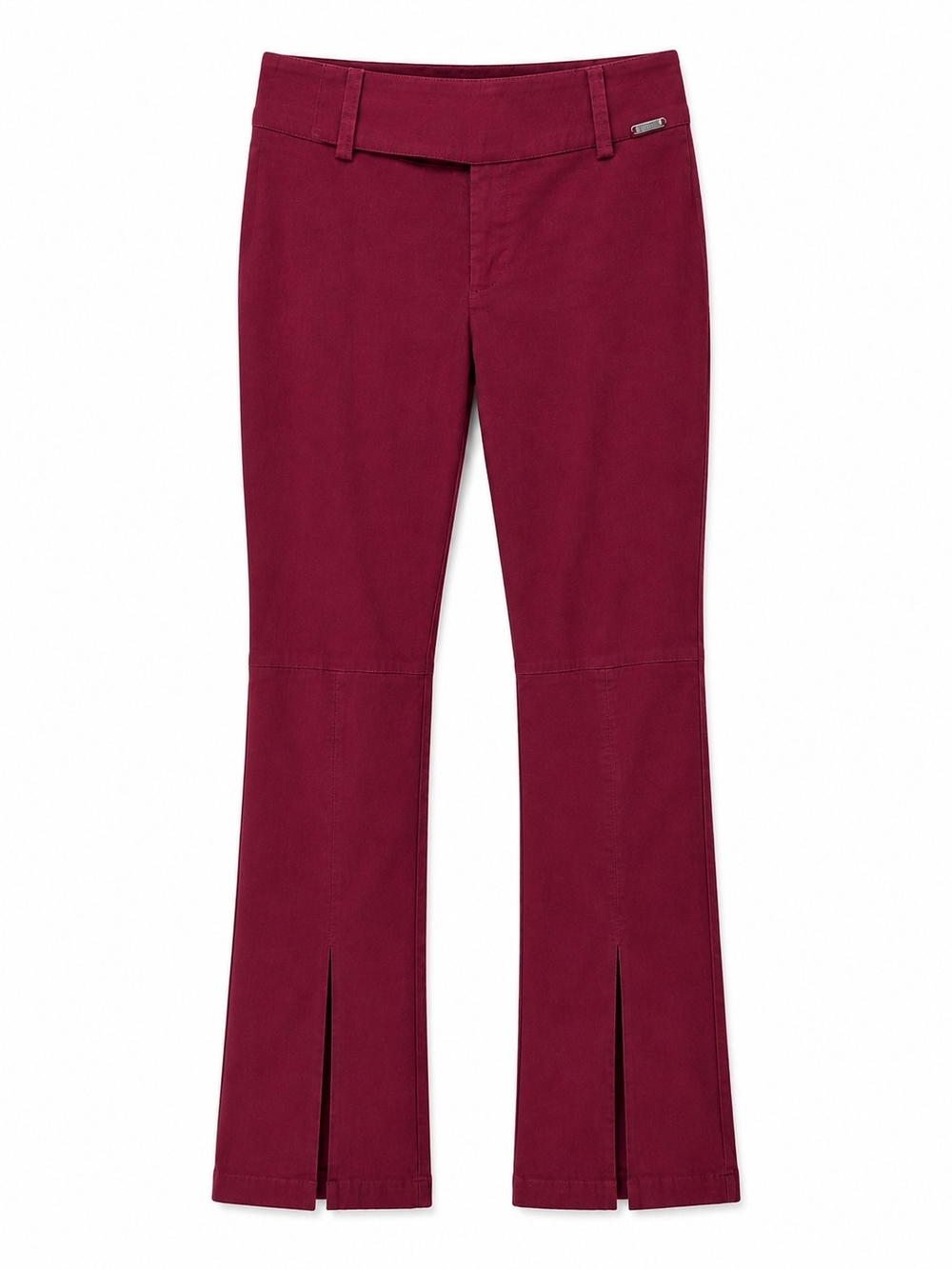 Guess Jeans Burgundy Split Hem Stretch Pants Size 27 Y2K Slim Flare Trousers